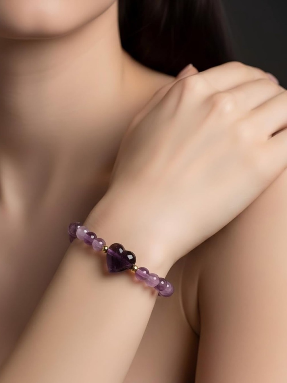 🆕New Amethyst Heart Crystal Bracelet